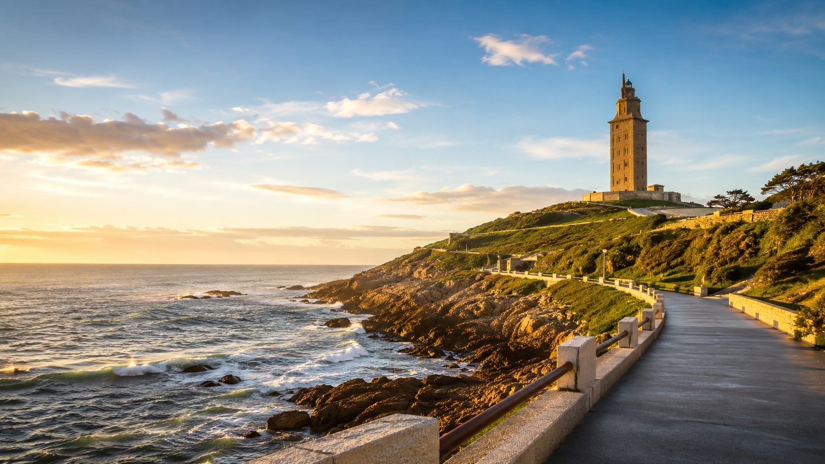 Torre de Hércules y frente marítimo de A Coruña